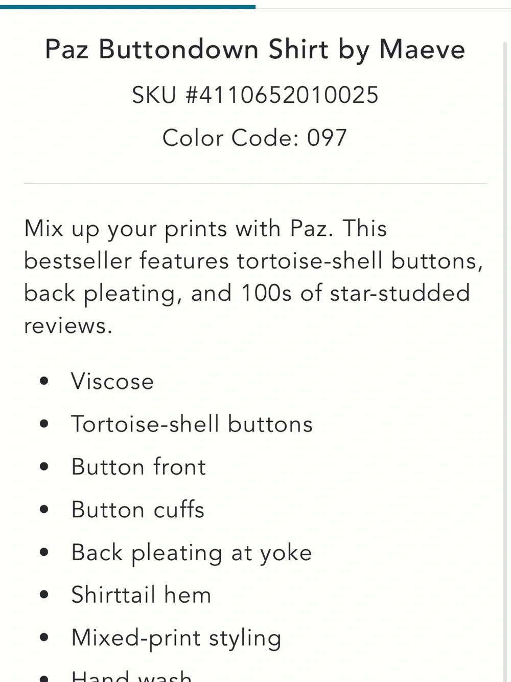 Maeve The Paz Alisa Contrast Mixed-Print DOG Button-Down